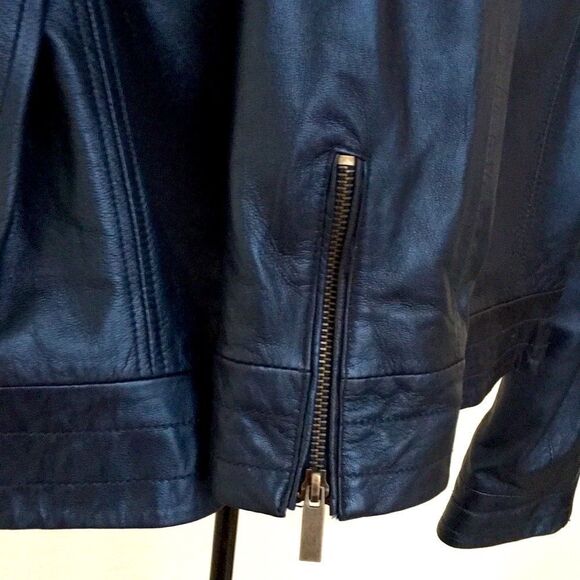 Blanc Noir Blue Leather Jacket Size M - Picture 5 of 7